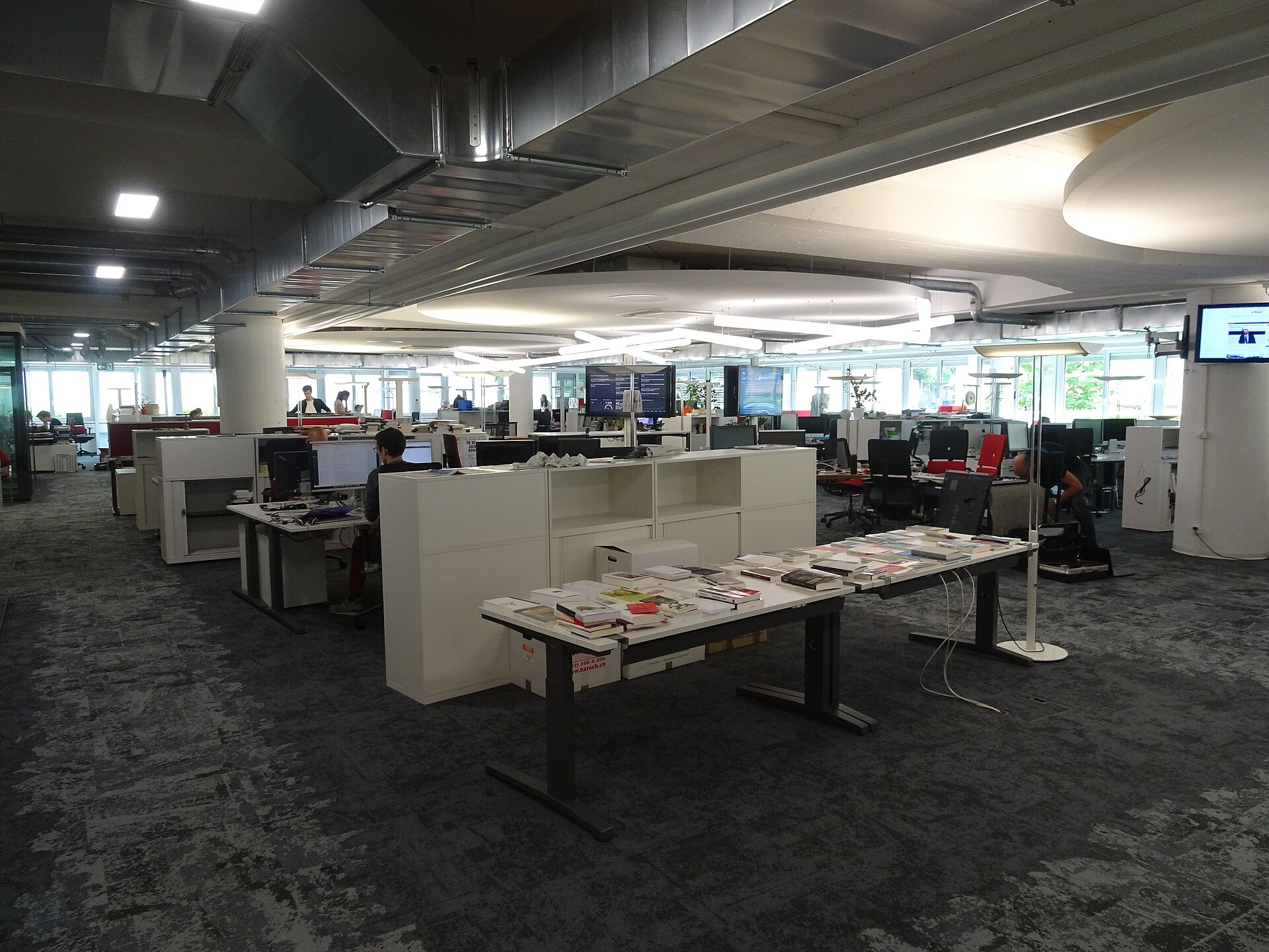 Open-plan newsroom of Le Temps newspaper in Lausanne
