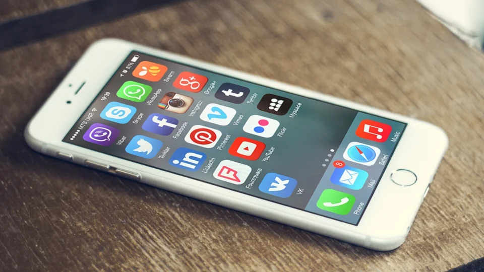 Social media app icons on a smartphone home screen