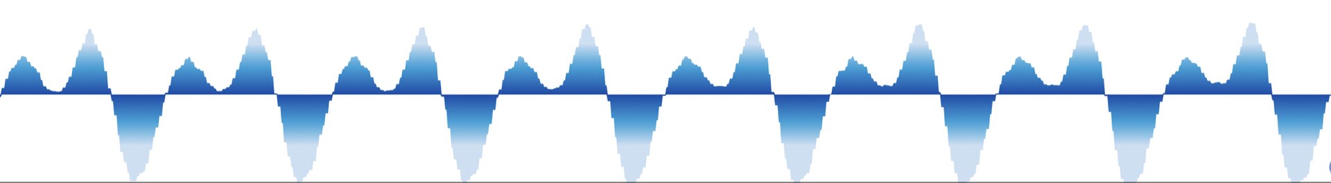 Close-up of a blue audio sound waveform