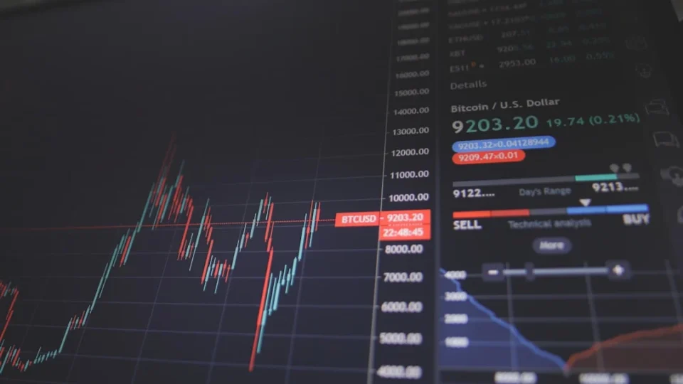 Screen showing bitcoin trading chart