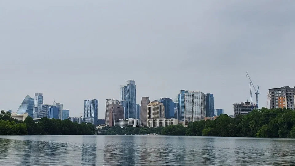 Downtown Austin Texas skyline seen from the east