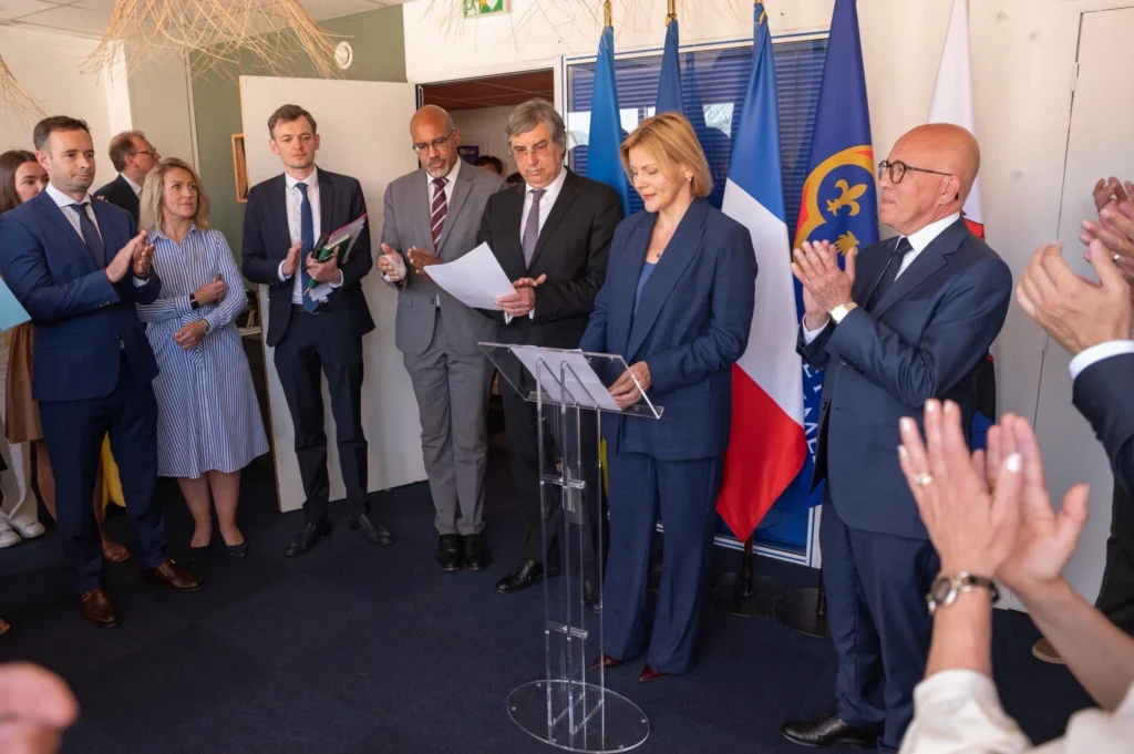 Iryna Podyryako-Bourdelles at an official ceremony on the Côte d’Azur with Éric Ciotti.