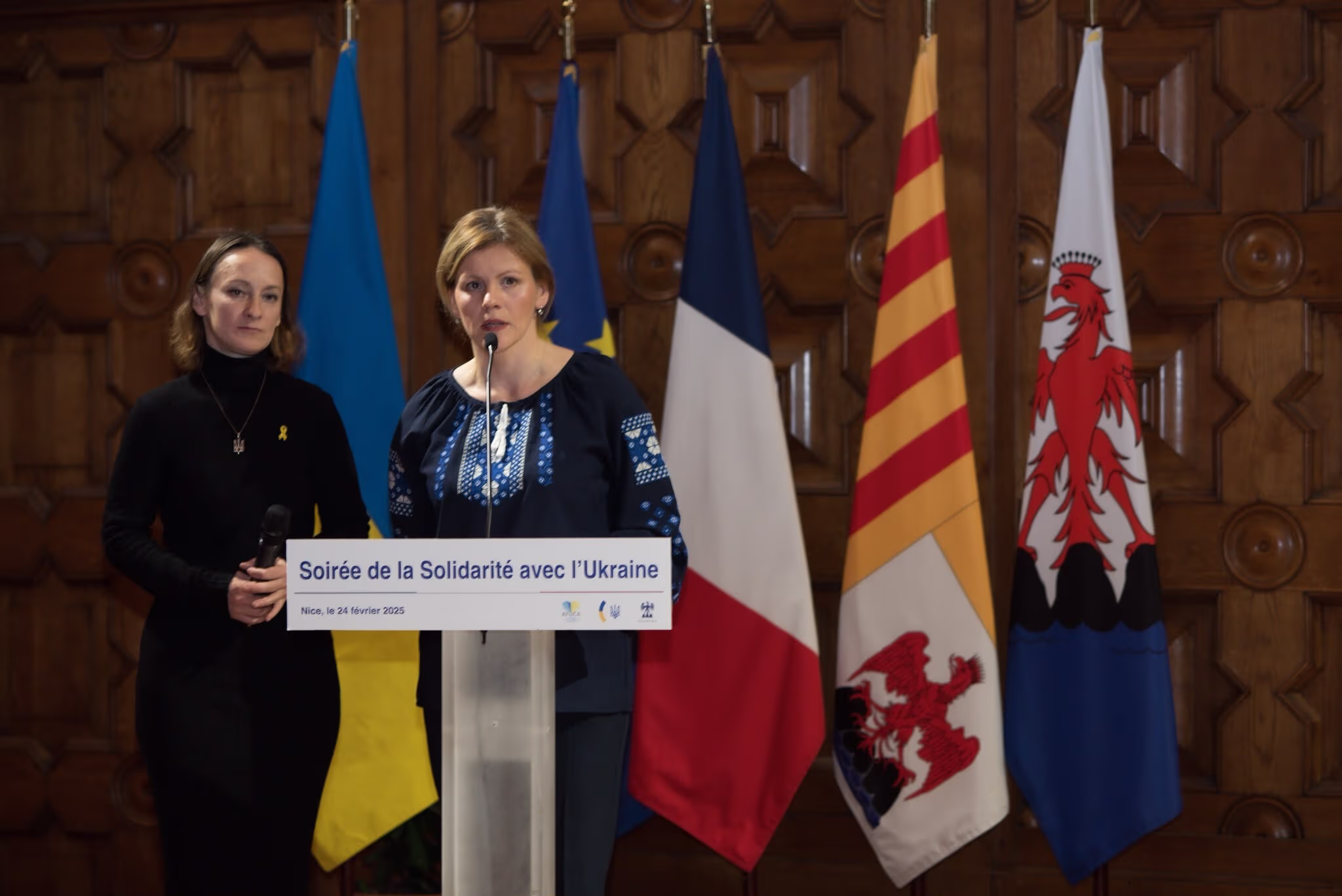 Iryna Podyryako-Bourdelles at the Evening of Solidarity with Ukraine, Nice, 24 February 2025.