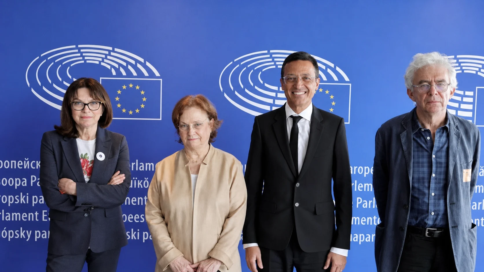 Omar Harfouch with delegates at the European Parliament