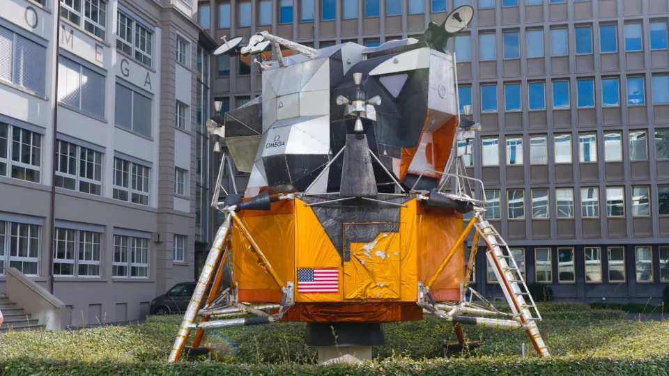 Replica of Apollo Lunar Module on display at Omega's headquarters in Bienne, Switzerland.